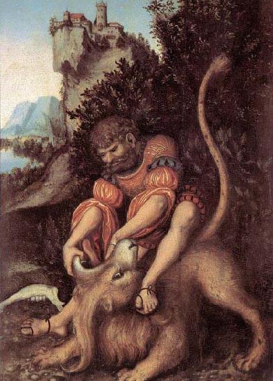 CRANACH, Lucas the Elder Samson's Fight with the Lion oil painting image